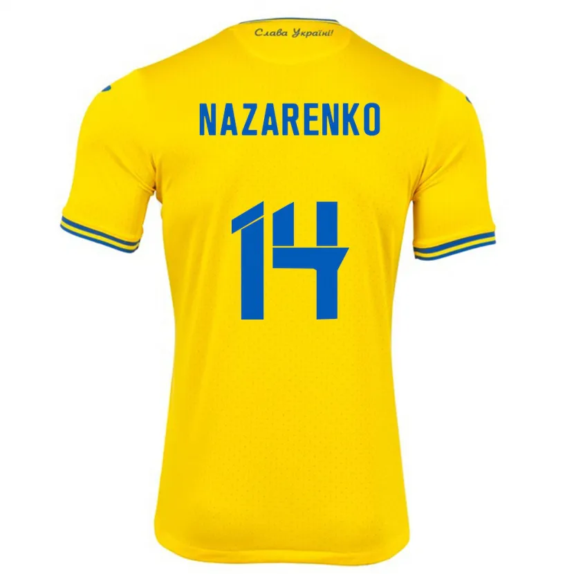 Danxen Herren Ukraine Oleksandr Nazarenko #14 Gelb Heimtrikot Trikot 24-26 T-Shirt