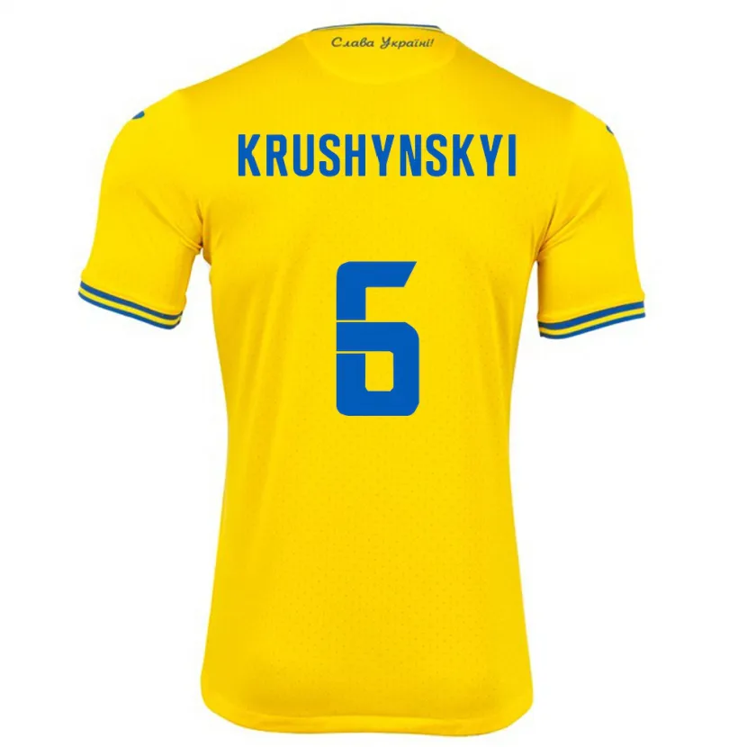 Danxen Herren Ukraine Borys Krushynskyi #6 Gelb Heimtrikot Trikot 24-26 T-Shirt
