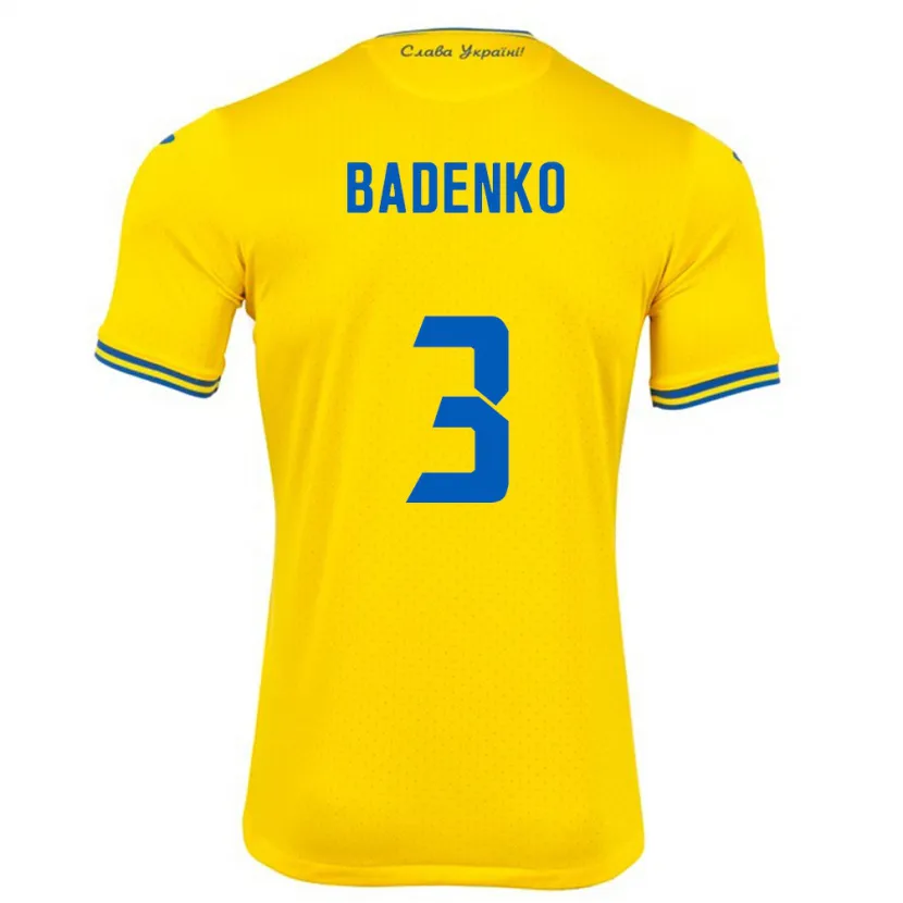 Danxen Herren Ukraine Ilya Badenko #3 Gelb Heimtrikot Trikot 24-26 T-Shirt
