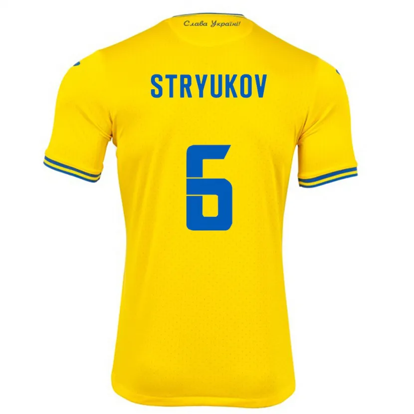 Danxen Herren Ukraine Maksym Stryukov #6 Gelb Heimtrikot Trikot 24-26 T-Shirt