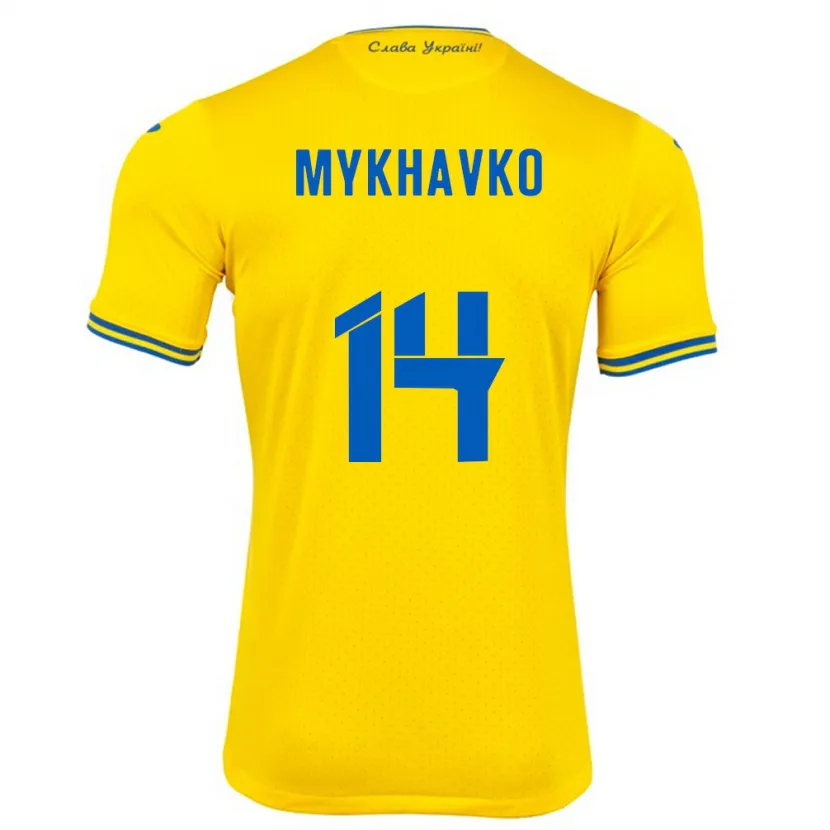 Danxen Herren Ukraine Taras Mykhavko #14 Gelb Heimtrikot Trikot 24-26 T-Shirt