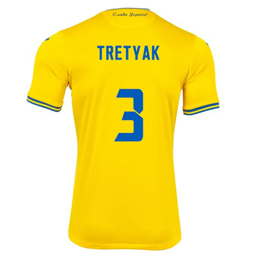 Danxen Herren Ukraine Demyan Tretyak #3 Gelb Heimtrikot Trikot 24-26 T-Shirt