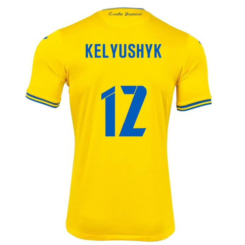 Danxen Herren Ukraine Darya Kelyushyk #12 Gelb Heimtrikot Trikot 24-26 T-Shirt
