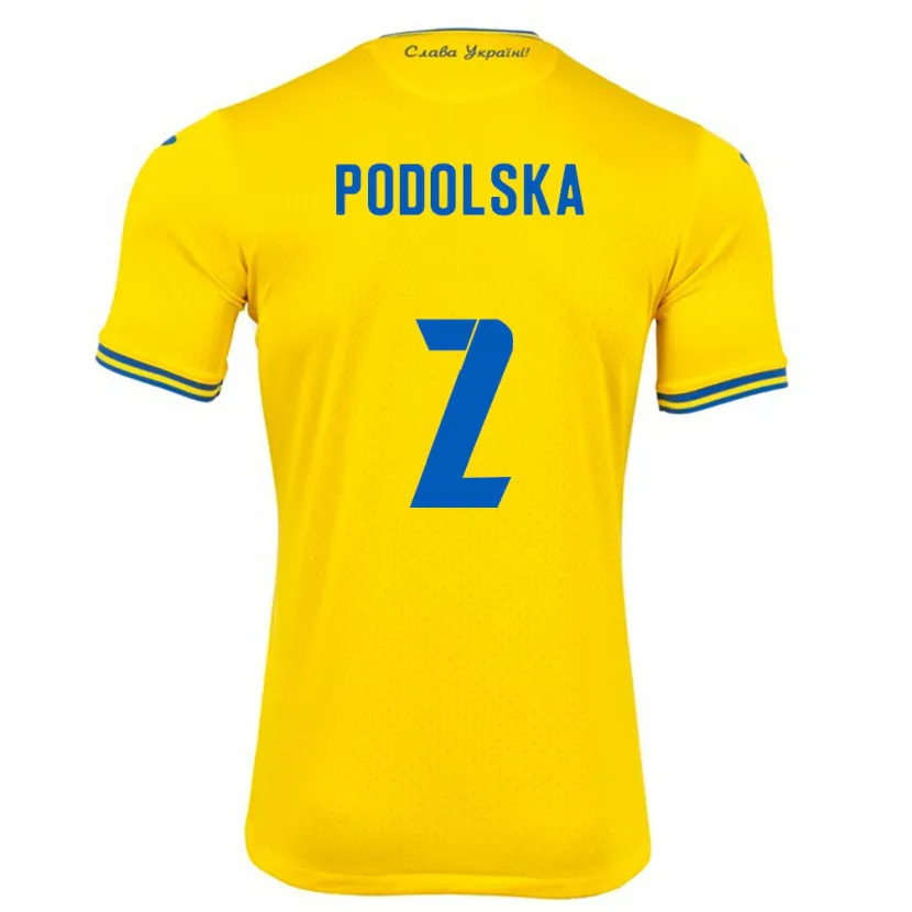Danxen Herren Ukraine Iryna Podolska #2 Gelb Heimtrikot Trikot 24-26 T-Shirt