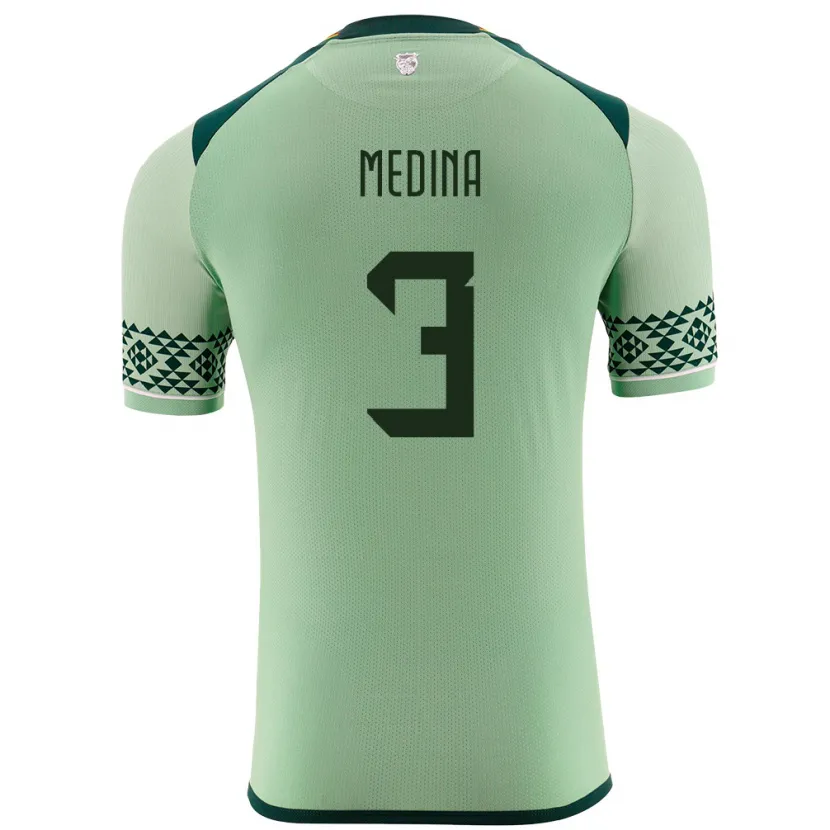 Danxen Herren Bolivien Diego Medina #3 Hellgrün Heimtrikot Trikot 24-26 T-Shirt