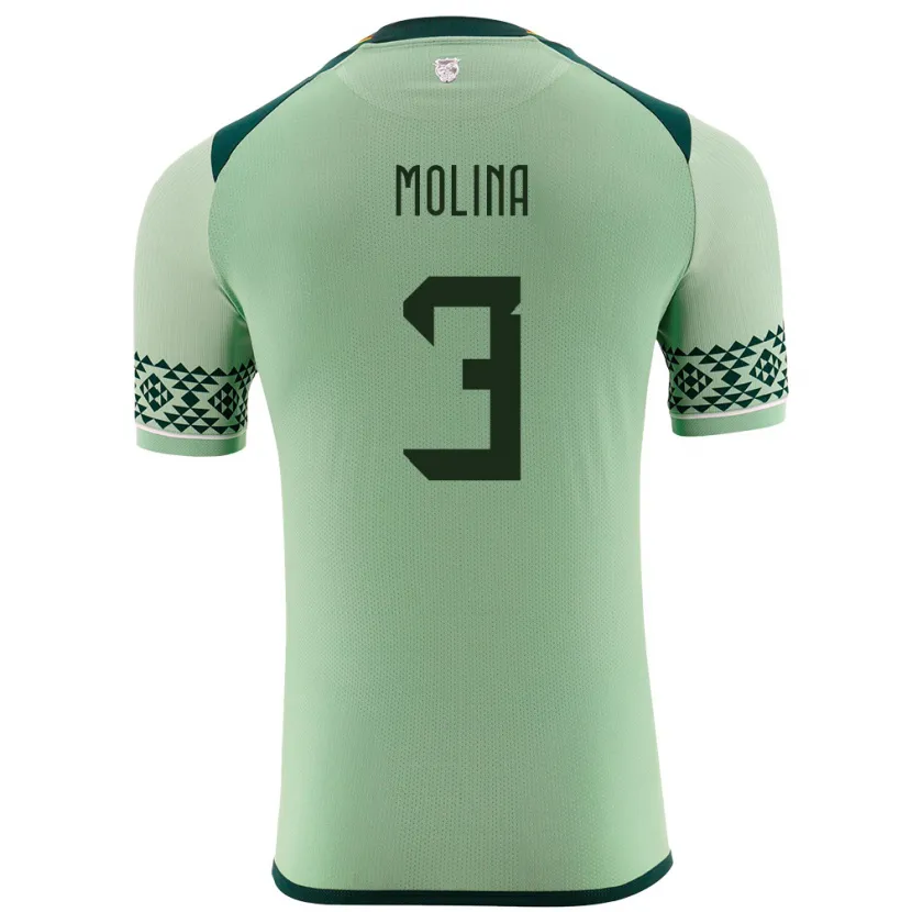 Danxen Herren Bolivien Iván Molina #3 Hellgrün Heimtrikot Trikot 24-26 T-Shirt