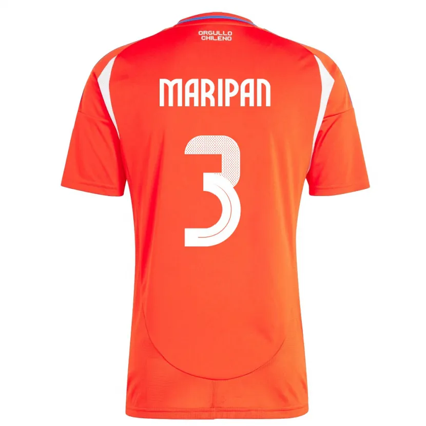 Danxen Herren Chile Guillermo Maripán #3 Rot Heimtrikot Trikot 24-26 T-Shirt