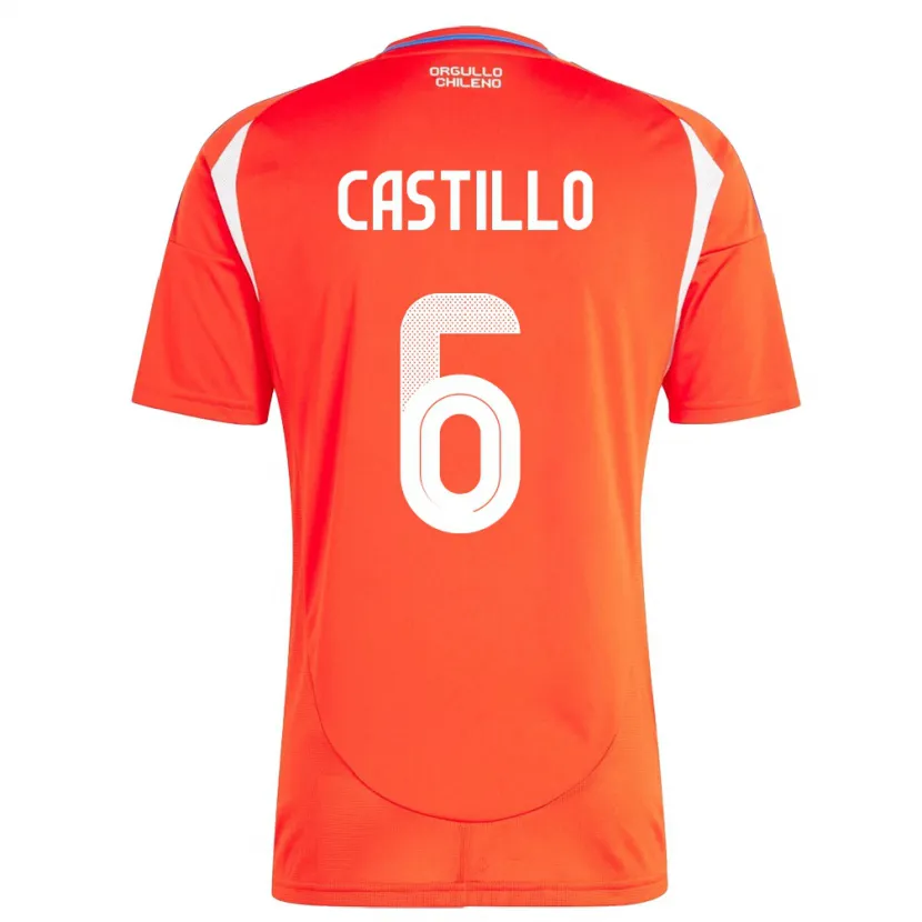 Danxen Herren Chile Cristóbal Castillo #6 Rot Heimtrikot Trikot 24-26 T-Shirt