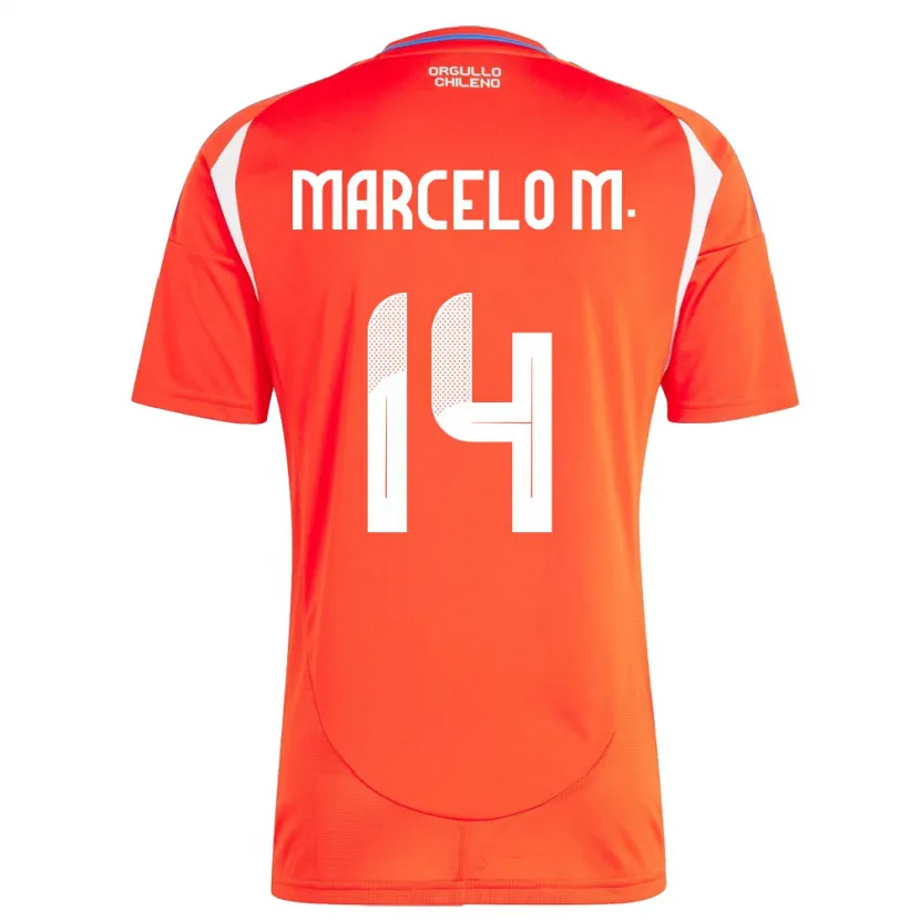 Danxen Herren Chile Marcelo Morales #14 Rot Heimtrikot Trikot 24-26 T-Shirt