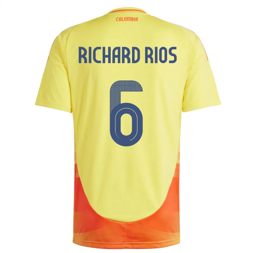 Danxen Herren Kolumbien Richard Ríos #6 Gelb Heimtrikot Trikot 24-26 T-Shirt
