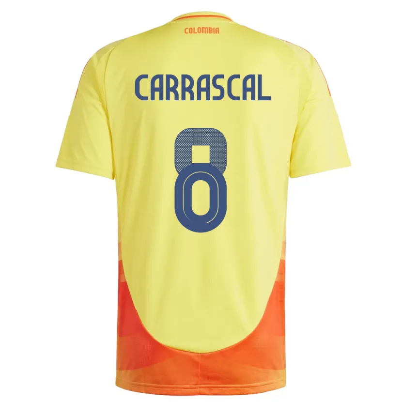 Danxen Herren Kolumbien Jorge Carrascal #8 Gelb Heimtrikot Trikot 24-26 T-Shirt