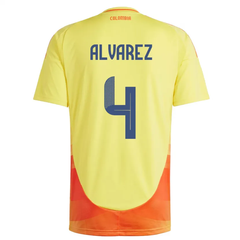 Danxen Herren Kolumbien Fernando Álvarez #4 Gelb Heimtrikot Trikot 24-26 T-Shirt