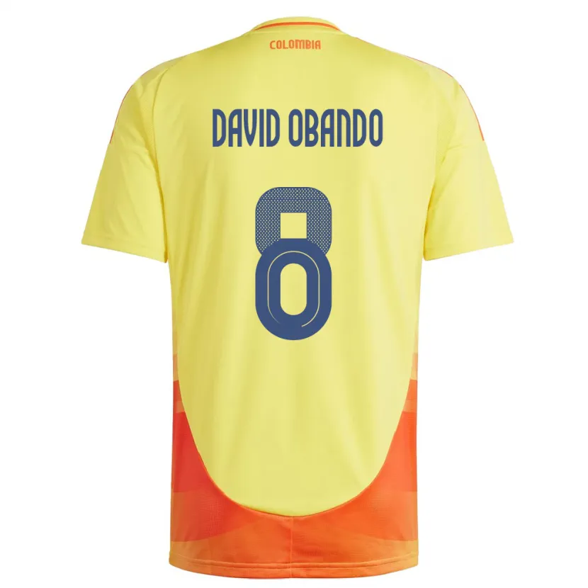Danxen Herren Kolumbien Juan David Obando #8 Gelb Heimtrikot Trikot 24-26 T-Shirt