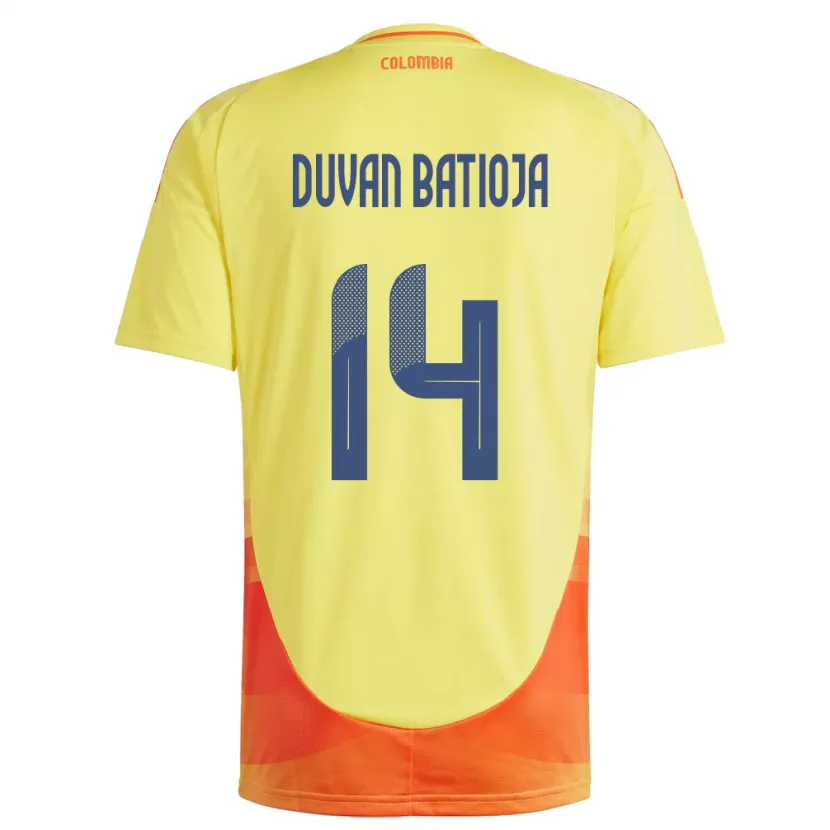 Danxen Herren Kolumbien Andy Duván Batioja #14 Gelb Heimtrikot Trikot 24-26 T-Shirt