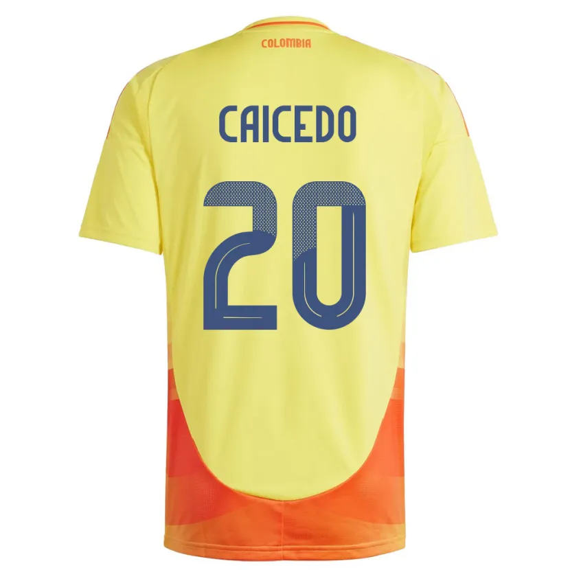 Danxen Herren Kolumbien Brayan Caicedo #20 Gelb Heimtrikot Trikot 24-26 T-Shirt