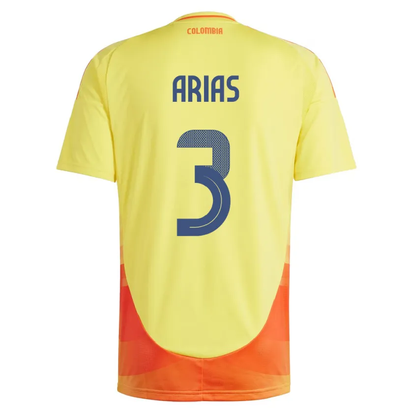 Danxen Herren Kolumbien Daniela Arias #3 Gelb Heimtrikot Trikot 24-26 T-Shirt