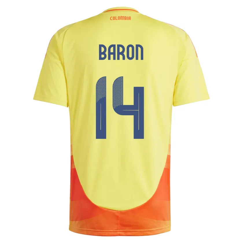 Danxen Herren Kolumbien Ángela Barón #14 Gelb Heimtrikot Trikot 24-26 T-Shirt