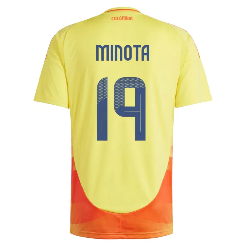 Danxen Herren Kolumbien Yirleidis Minota #19 Gelb Heimtrikot Trikot 24-26 T-Shirt
