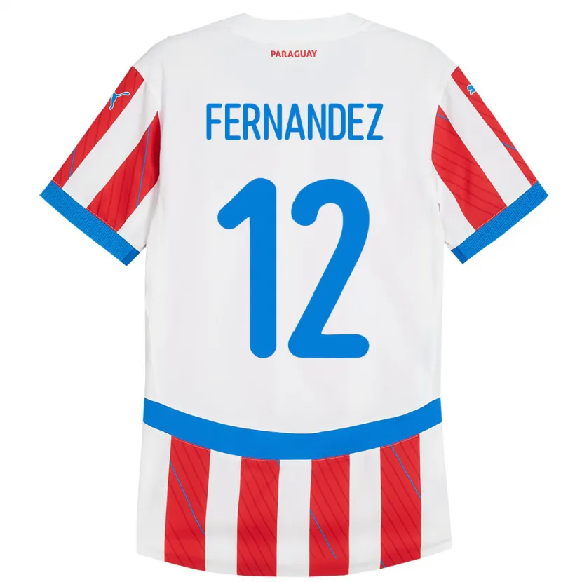 Danxen Herren Paraguay Gatito Fernández #12 Weiß Rot Heimtrikot Trikot 24-26 T-Shirt