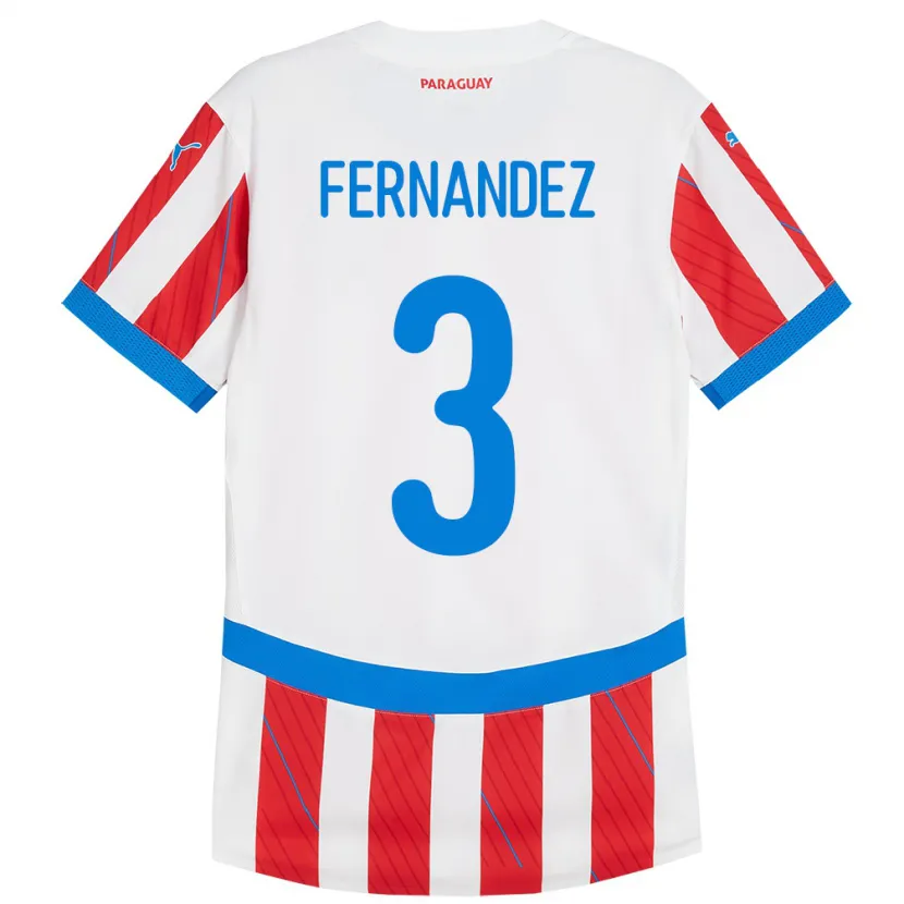 Danxen Herren Paraguay Roberto Fernández #3 Weiß Rot Heimtrikot Trikot 24-26 T-Shirt