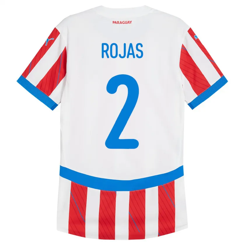 Danxen Herren Paraguay Robert Rojas #2 Weiß Rot Heimtrikot Trikot 24-26 T-Shirt
