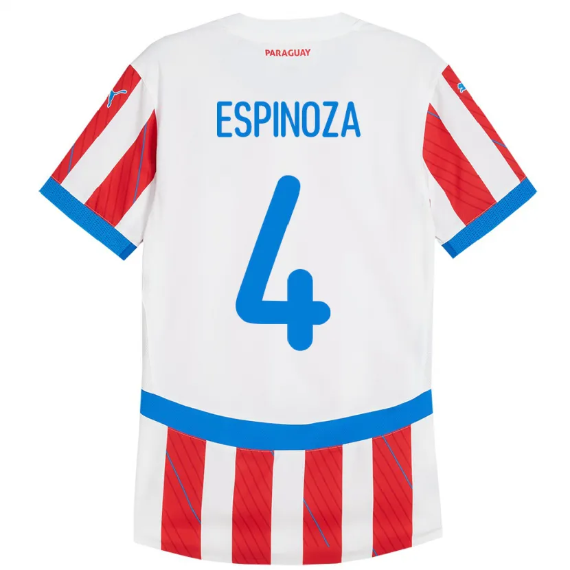 Danxen Herren Paraguay Matías Espinoza #4 Weiß Rot Heimtrikot Trikot 24-26 T-Shirt