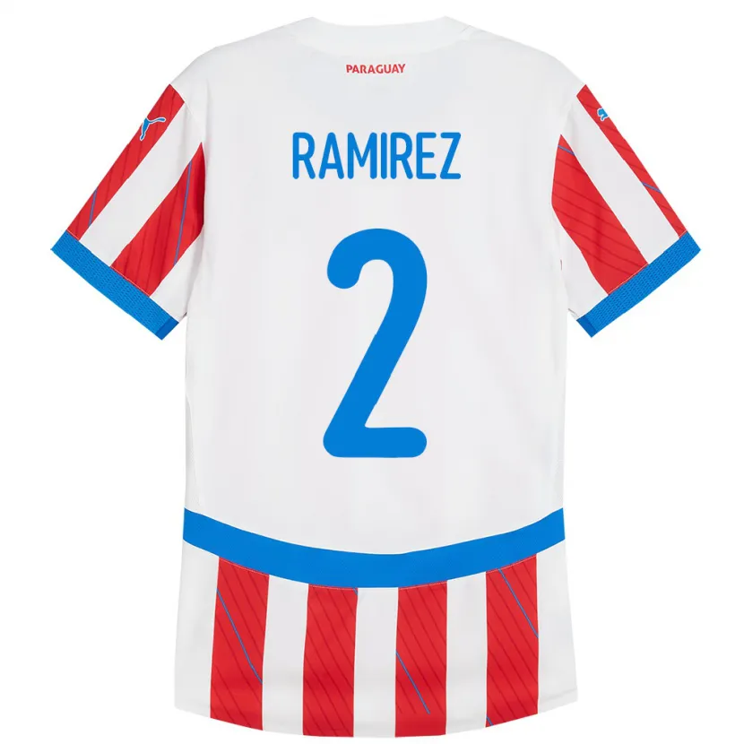 Danxen Herren Paraguay Iván Ramírez #2 Weiß Rot Heimtrikot Trikot 24-26 T-Shirt