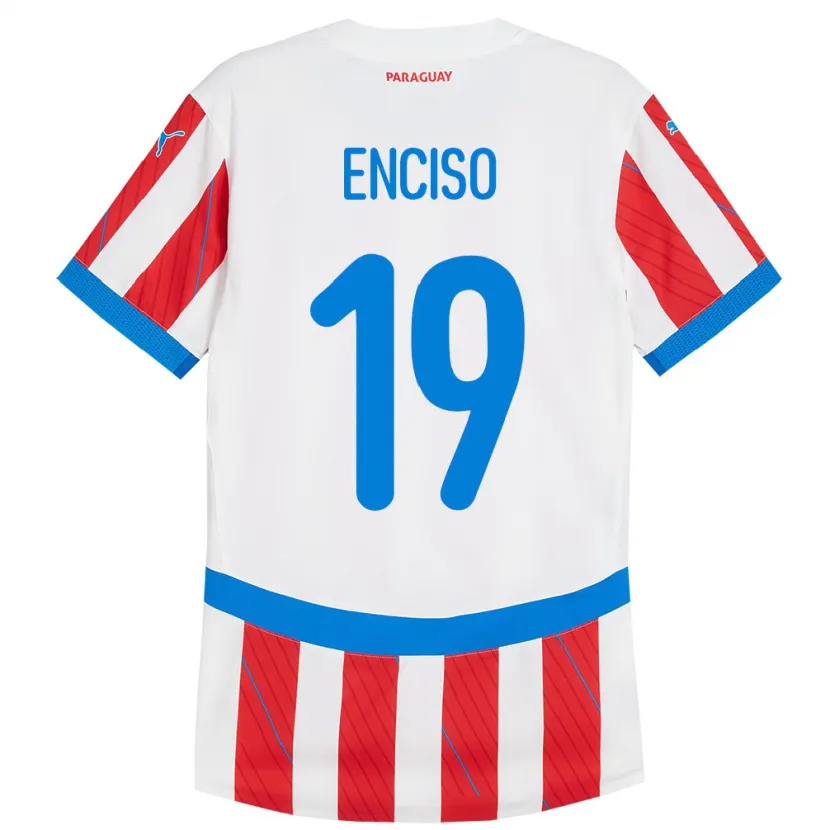 Danxen Herren Paraguay Julio Enciso #19 Weiß Rot Heimtrikot Trikot 24-26 T-Shirt