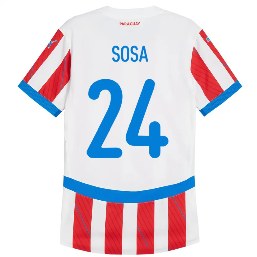 Danxen Herren Paraguay Ramón Sosa #24 Weiß Rot Heimtrikot Trikot 24-26 T-Shirt