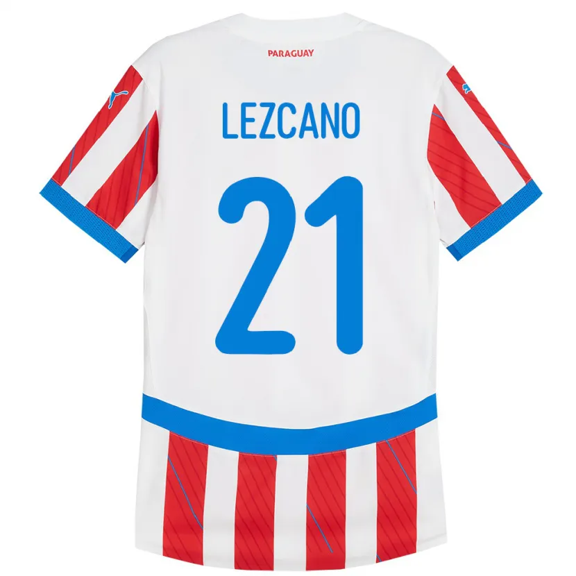 Danxen Herren Paraguay Rubén Lezcano #21 Weiß Rot Heimtrikot Trikot 24-26 T-Shirt
