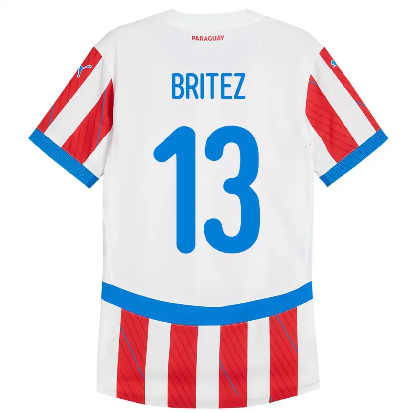 Danxen Herren Paraguay Abel Brítez #13 Weiß Rot Heimtrikot Trikot 24-26 T-Shirt