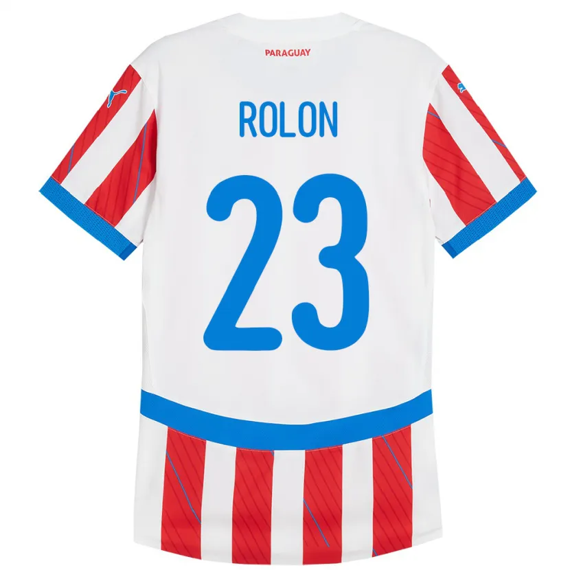 Danxen Herren Paraguay Luis Rolón #23 Weiß Rot Heimtrikot Trikot 24-26 T-Shirt