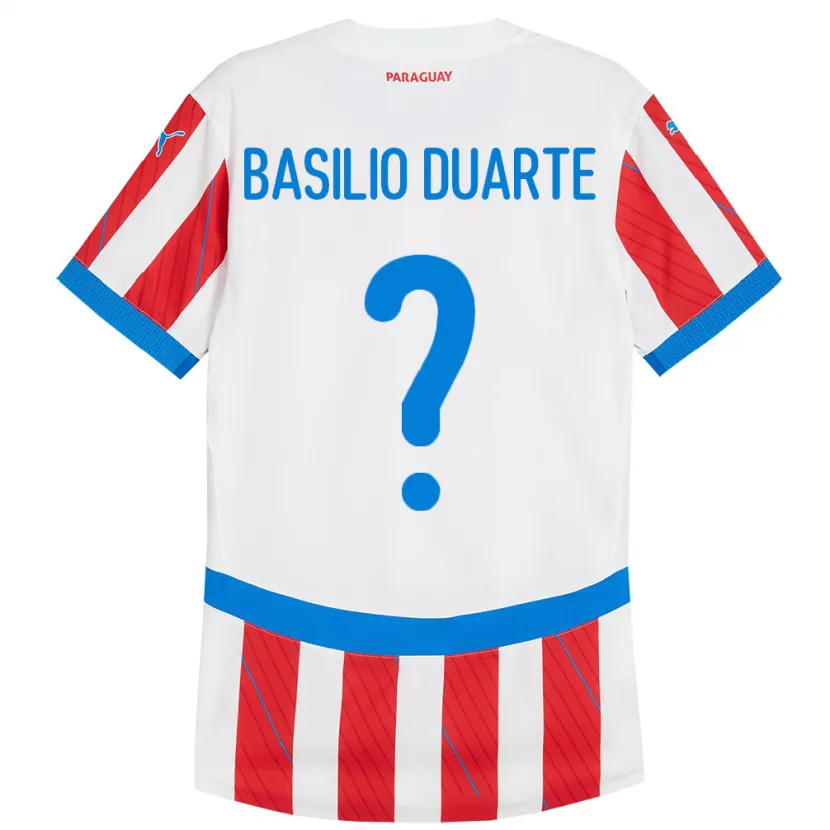 Danxen Herren Paraguay Basilio Duarte #0 Weiß Rot Heimtrikot Trikot 24-26 T-Shirt