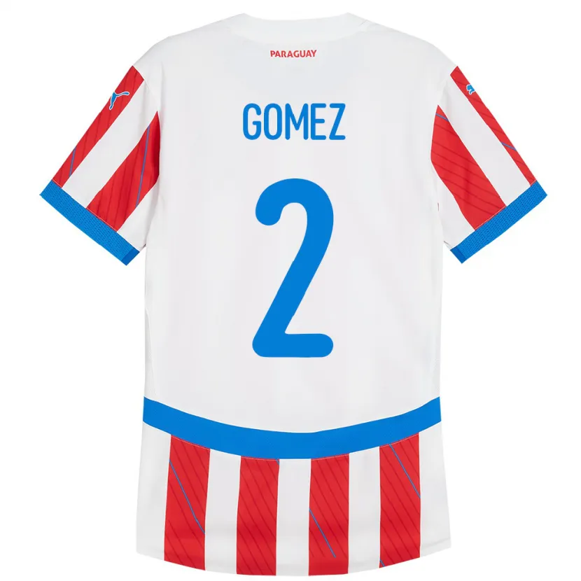 Danxen Herren Paraguay Rodrigo Gómez #2 Weiß Rot Heimtrikot Trikot 24-26 T-Shirt