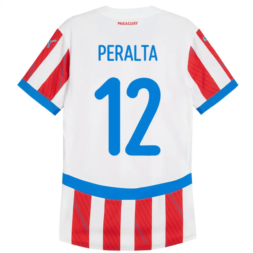 Danxen Herren Paraguay Jesús Peralta #12 Weiß Rot Heimtrikot Trikot 24-26 T-Shirt