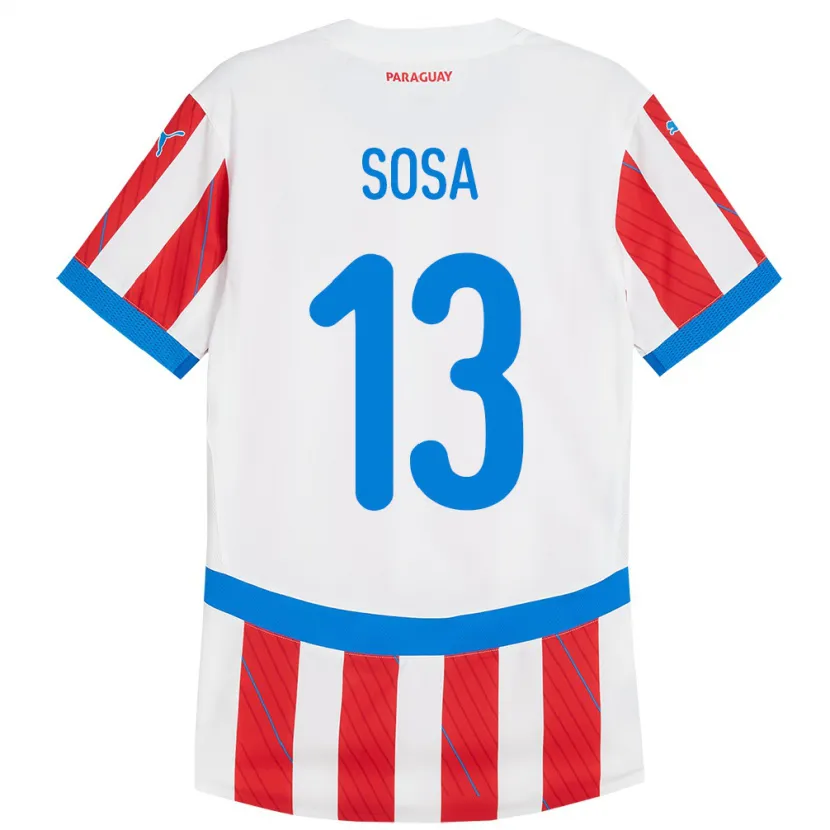 Danxen Herren Paraguay Alex Sosa #13 Weiß Rot Heimtrikot Trikot 24-26 T-Shirt