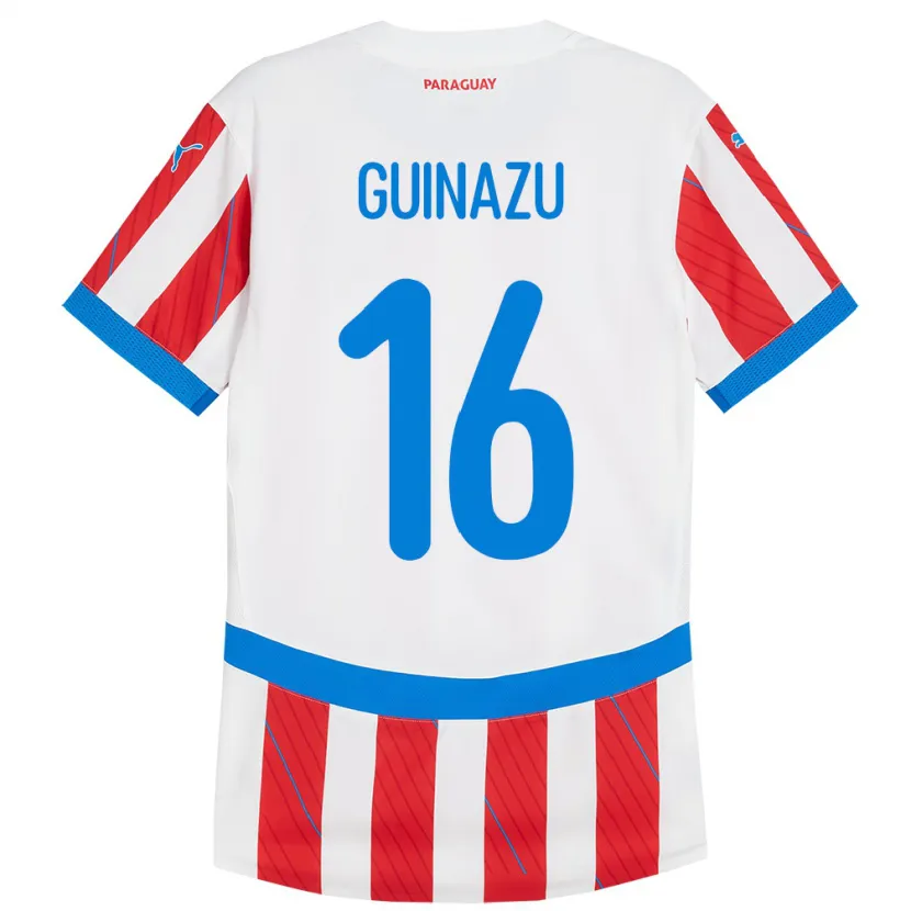Danxen Herren Paraguay Lucas Guiñazú #16 Weiß Rot Heimtrikot Trikot 24-26 T-Shirt