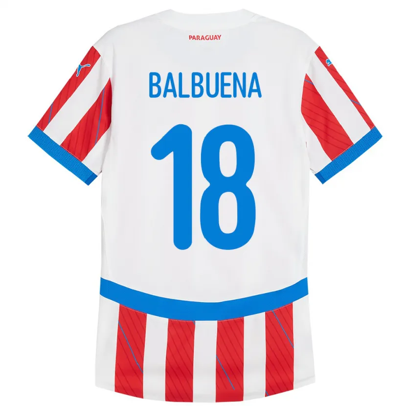 Danxen Herren Paraguay Axel Balbuena #18 Weiß Rot Heimtrikot Trikot 24-26 T-Shirt