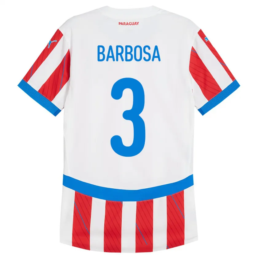 Danxen Herren Paraguay Camila Barbosa #3 Weiß Rot Heimtrikot Trikot 24-26 T-Shirt