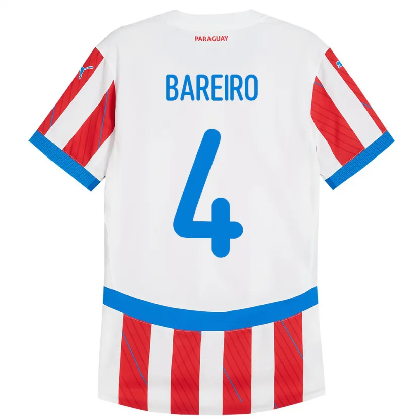 Danxen Herren Paraguay Daysy Bareiro #4 Weiß Rot Heimtrikot Trikot 24-26 T-Shirt