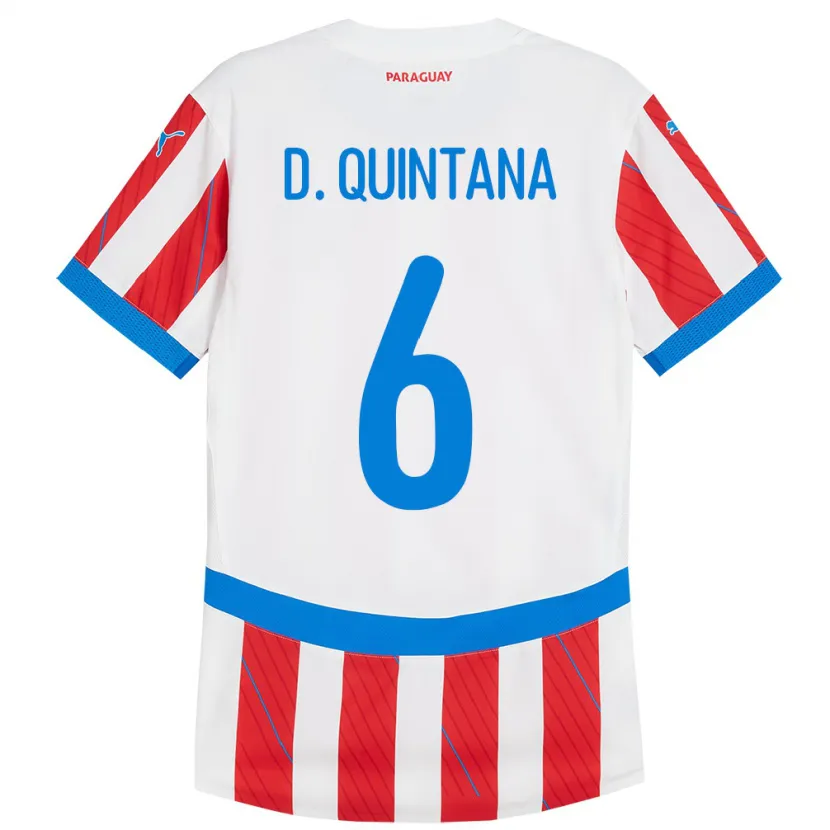 Danxen Herren Paraguay Dulce Quintana #6 Weiß Rot Heimtrikot Trikot 24-26 T-Shirt