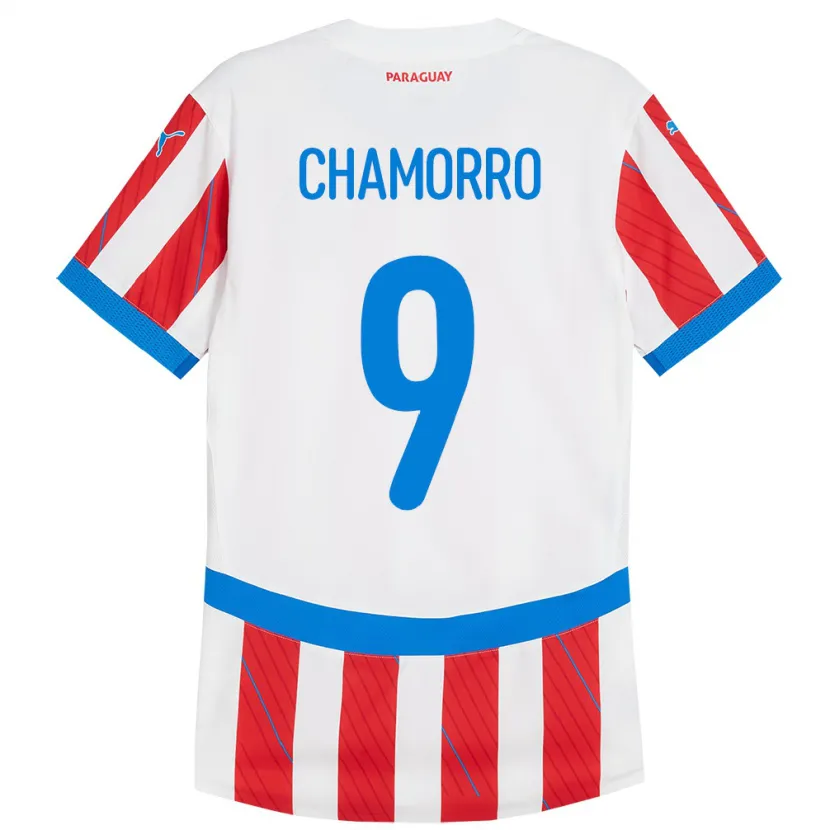 Danxen Herren Paraguay Lice Chamorro #9 Weiß Rot Heimtrikot Trikot 24-26 T-Shirt
