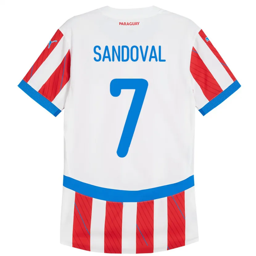 Danxen Herren Paraguay Fabiola Sandoval #7 Weiß Rot Heimtrikot Trikot 24-26 T-Shirt