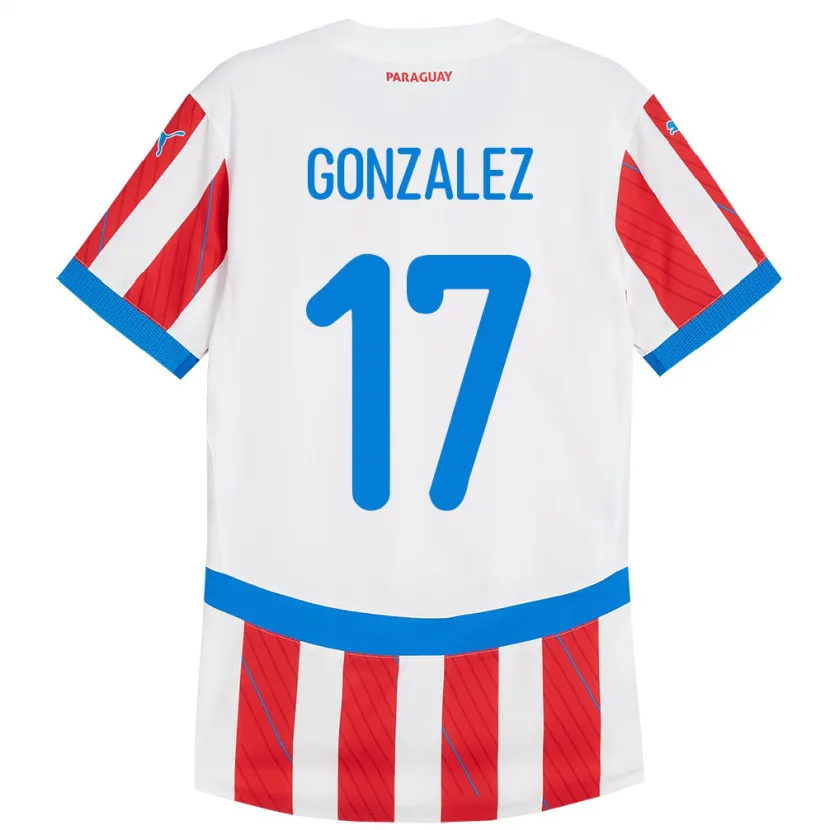 Danxen Herren Paraguay Lourdes González #17 Weiß Rot Heimtrikot Trikot 24-26 T-Shirt