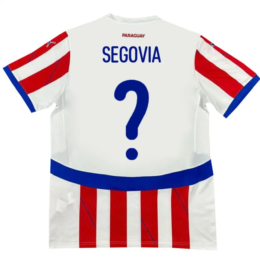 Danxen Herren Paraguay María Segovia #0 Weiß Rot Heimtrikot Trikot 24-26 T-Shirt