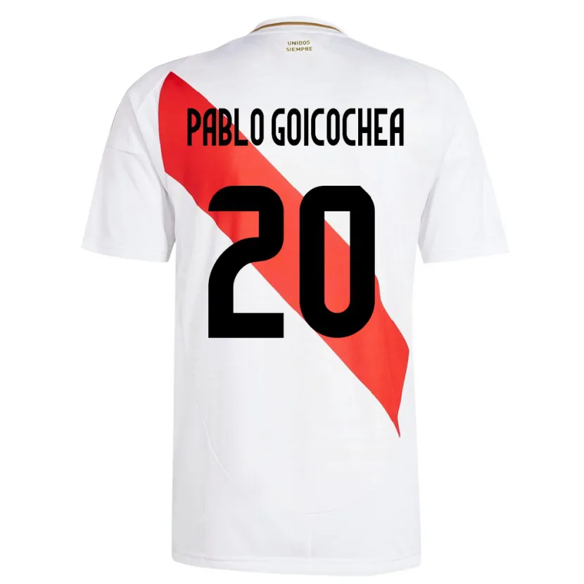 Danxen Herren Peru Juan Pablo Goicochea #20 Weiß Heimtrikot Trikot 24-26 T-Shirt