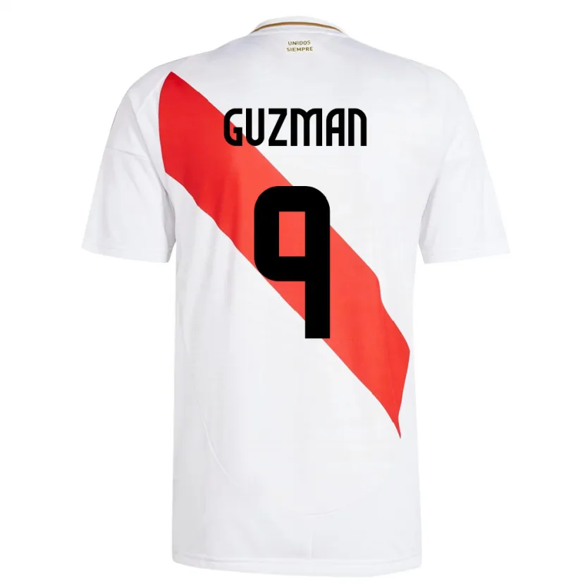 Danxen Herren Peru Víctor Guzmán #9 Weiß Heimtrikot Trikot 24-26 T-Shirt
