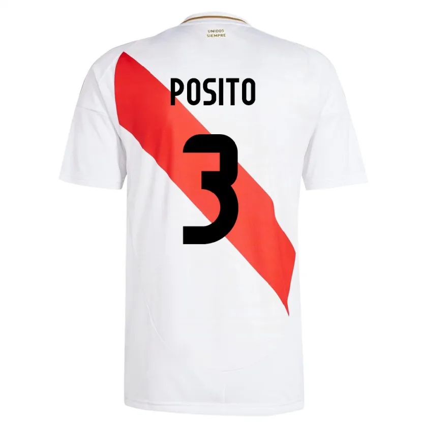 Danxen Herren Peru Alejandro Pósito #3 Weiß Heimtrikot Trikot 24-26 T-Shirt