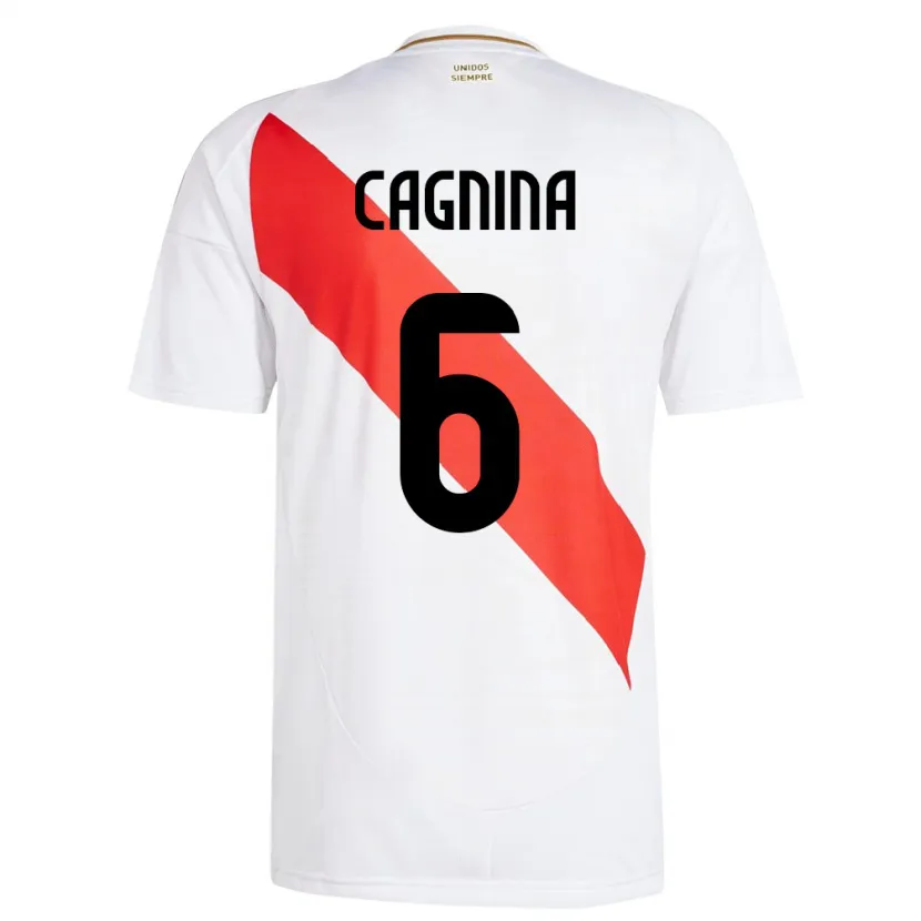 Danxen Herren Peru Claudia Cagnina #6 Weiß Heimtrikot Trikot 24-26 T-Shirt