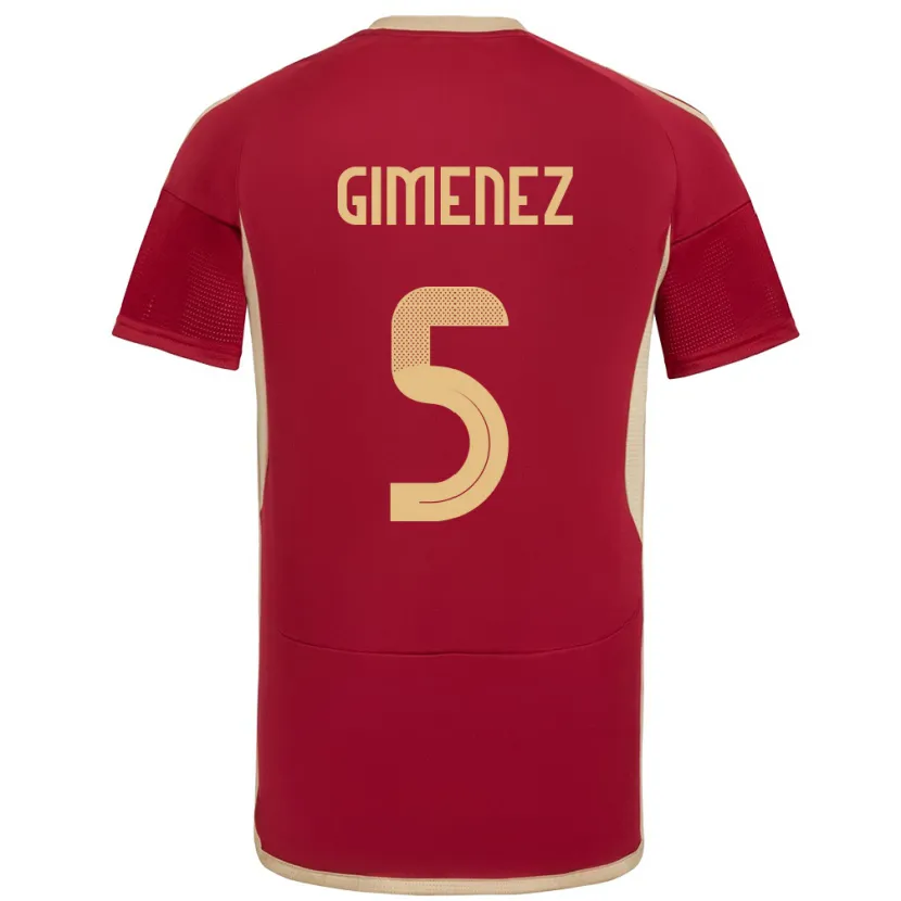 Danxen Herren Venezuela Yenifer Giménez #5 Burgund Heimtrikot Trikot 24-26 T-Shirt